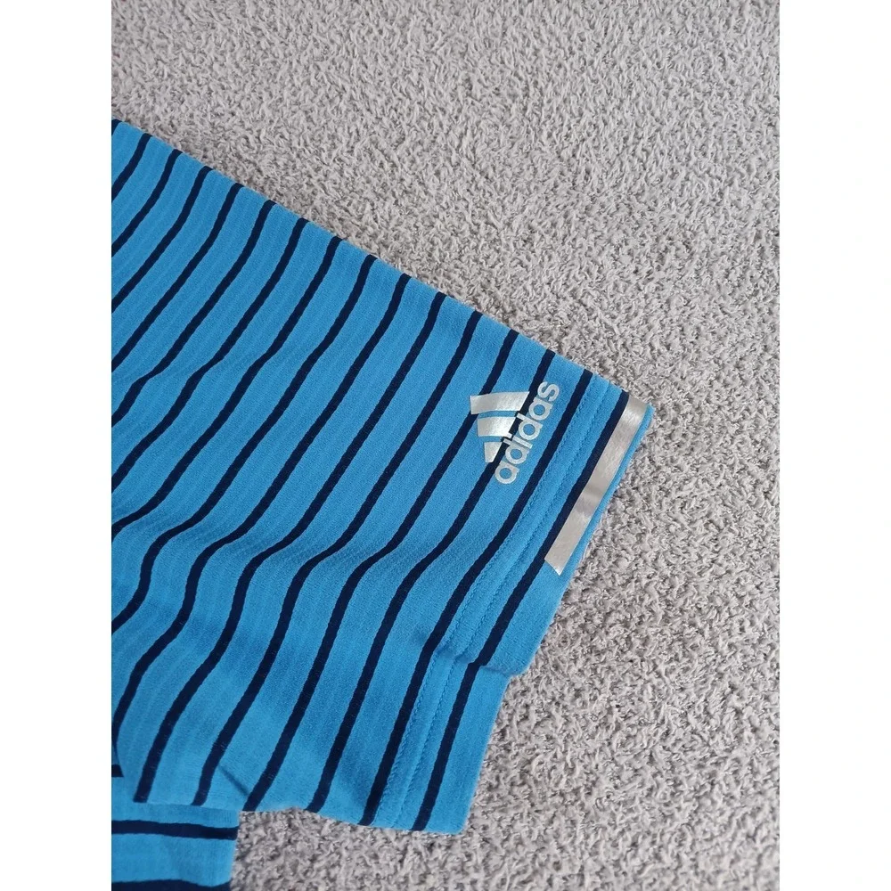 Adidas Climachill Golf Polo Shirt XL Blue‎ Striped Performance Short Sleeve